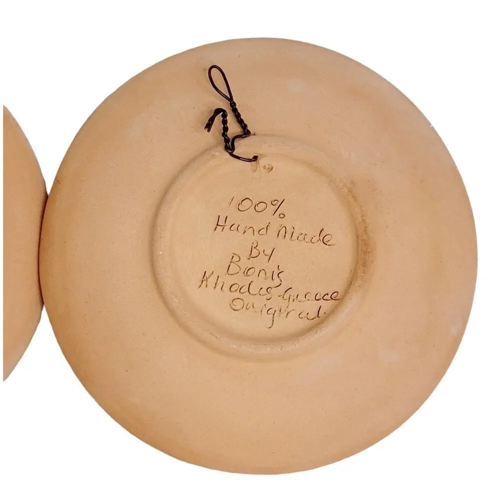 Vintage Set of‎ 3 Handmade Plates By Bonis Pottery In Rhodes Greece Viking Boats